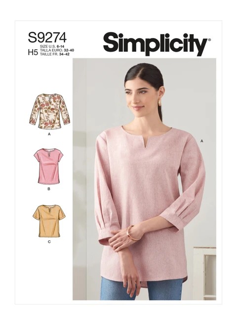 Simplicity Sewing Pattern Misses' Tops In Two Lengths - S9274 - 6-14 or 16-24 (A,L,N)