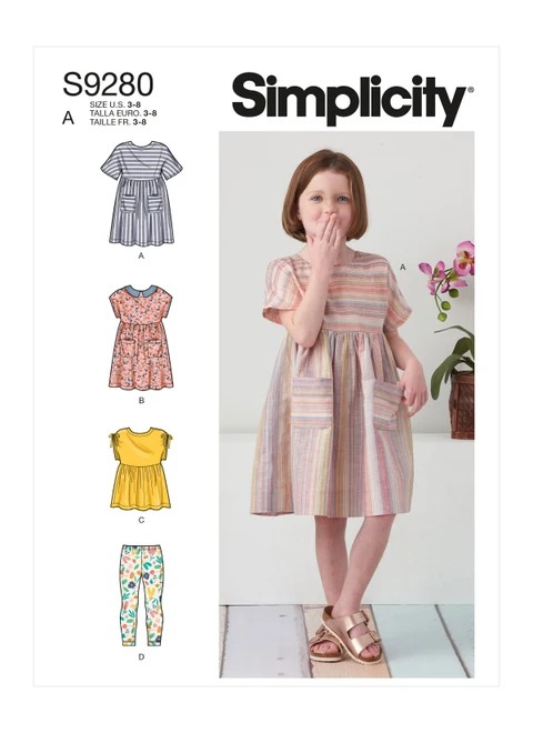 Simplicity Sewing Pattern Children's Dresses, Top & Leggings - S9280 - Size - 3-8 (U)