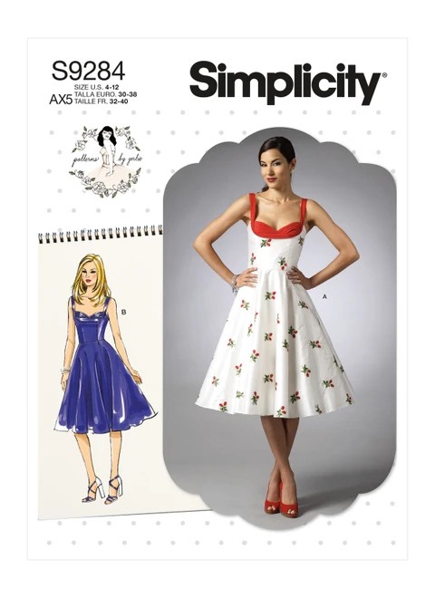 Simplicity Sewing Pattern Misses' Sweetheart-Neckline Dresses - S9284 - 4-12 or 12-20 (A,L,N)