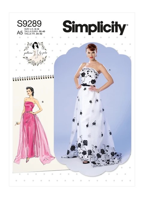 Simplicity Sewing Pattern Misses' Strapless Dress, Detachable Train & Belt - S9289 - 6-14 or 14-22 (A,L,N)