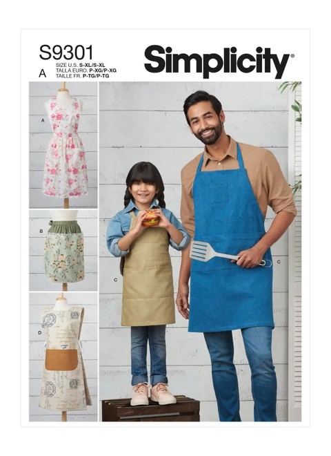 Simplicity Sewing Pattern Kids' & Adults' Aprons - S9301 - Size - S-L / XS-XL (K)