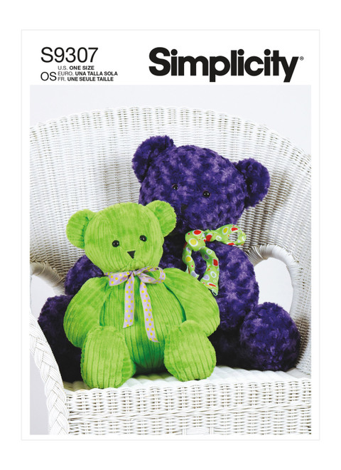 Simplicity Sewing Pattern Plush Bears in Two Sizes - S9307 - Size - One Size (K)