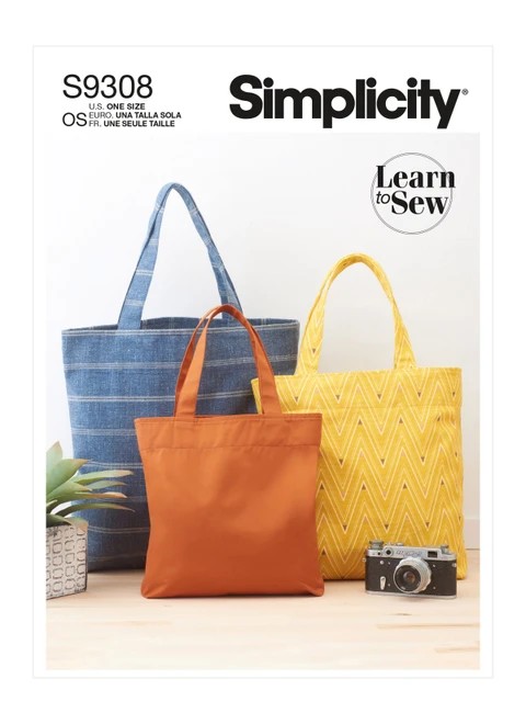 Simplicity Sewing Pattern Tote Bags in Three Sizes - S9308 - Size - One Size (K)