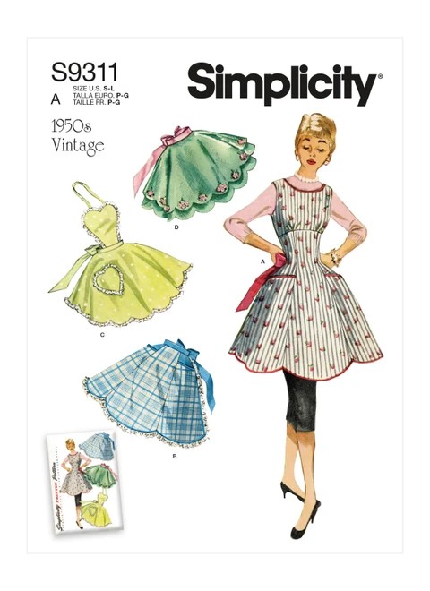 Simplicity Sewing Pattern 1950s Misses' Vintage Aprons - S9311 - Size - S-M-L (K)