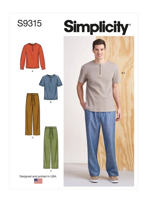 Simplicity Sewing Pattern Men's Knit Tops and Pants - S9315 - Size - XS-XXL (A,L,N)