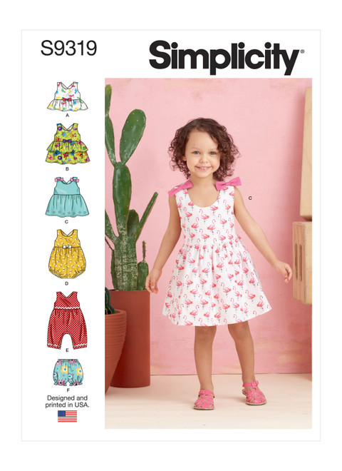 Simplicity Sewing Pattern Toddlers' Criss-Cross Top, Dresses, Rompers and Panties - S9319 - Size - 1/2-4 (U)