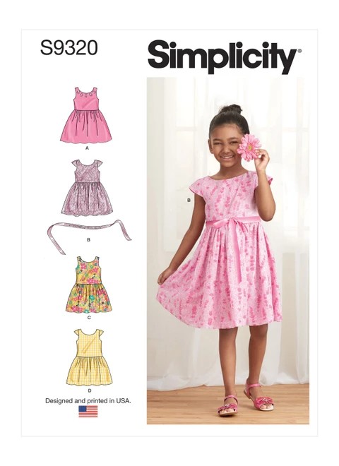 Simplicity Sewing Pattern Children's Gathered Skirt Dresses - S9320 - 2-5 or 6-8 (U)