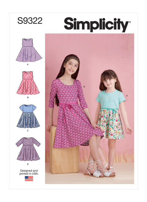 Simplicity Sewing Pattern Children's & Girls' Pullover Dresses - S9322 - 3-6 or 7-14 (U)