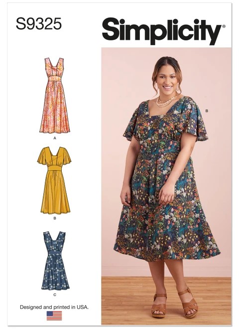 Simplicity Sewing Pattern Misses' & Women's Dress with Length and Sleeve Variations - S9325 - 10-18 or 20w-28w (A,L,N)
