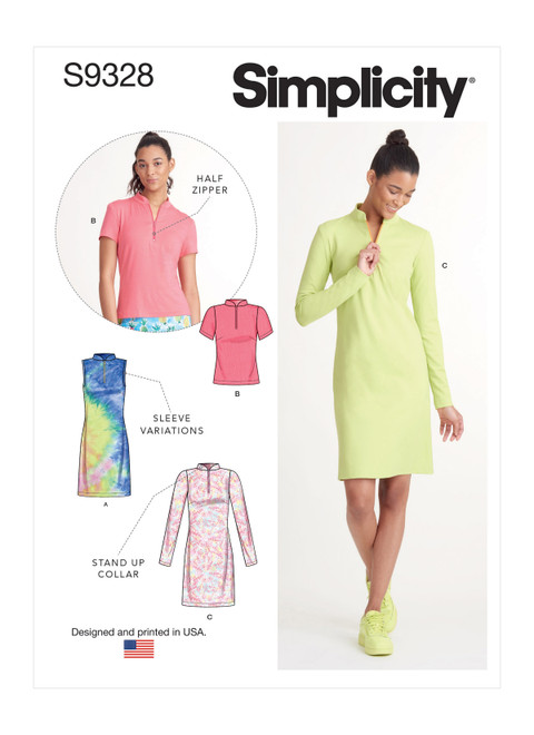 Simplicity Sewing Pattern Misses' Knit Dresses and Top - S9328 - 6-14 or 14-22 (A,L,N)