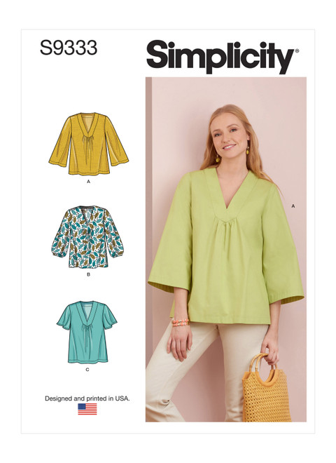Simplicity Sewing Pattern Misses' Top with Sleeve Variations - S9333 - 6-14 or 16-24 (A,L,N)