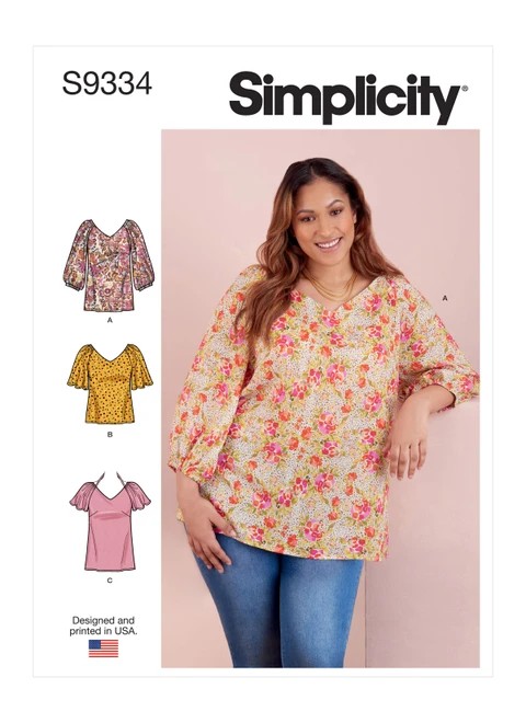 Simplicity Sewing Pattern Misses' & Women's Tops in Two Lengths - S9334 - 10-18 or 20w-28w (A,L,N)