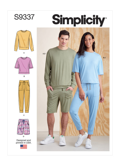 Simplicity Sewing Pattern Unisex Knits Only Tops, Pants and Shorts - S9337 - Size - XS-XL (A,L,N)