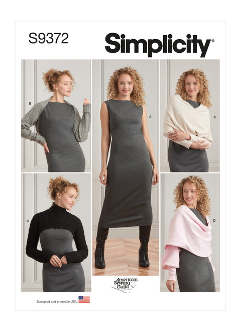 Simplicity Sewing Pattern Misses' Knit Dress and Shrugs - S9372 - Size - XXS-XXL (A,L,N)