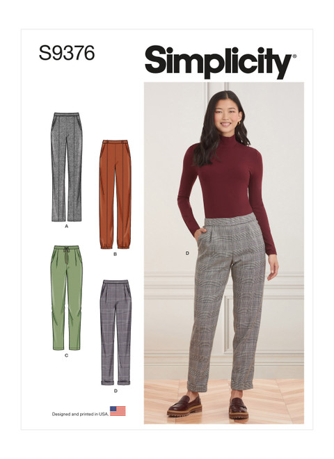 Simplicity Sewing Pattern Misses' Pull-on Trousers - S9376 - 6-14 or 16-24 (A,L,N)