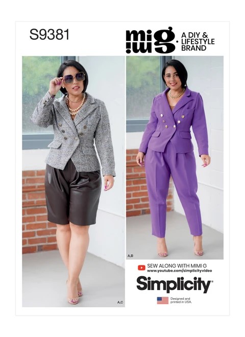 Simplicity Sewing Pattern Misses' & Women's Lined Jacket, Pants and Shorts - S9381 - 10-18 or 20w-28w (A,L,N)