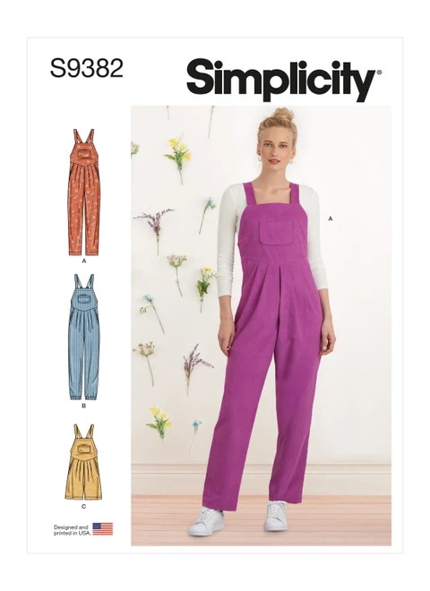 Simplicity Sewing Pattern Misses' Overall with Shaped Raised Waist and Back Ties - S9382 - 6-14 or 16-24 (A,L,N)