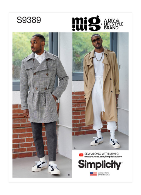 Simplicity Sewing Pattern Men's Trench Coat in Two Lengths - S9389 - 34-42 or 44-52 (A,L,N)