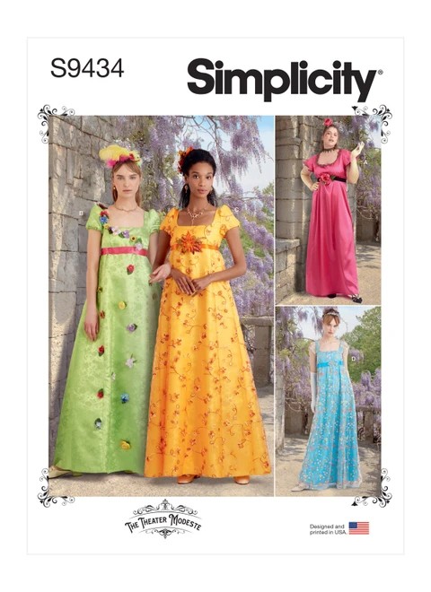 Simplicity Sewing Pattern Misses' & Women's Regency Era Style Dresses - S9434 - 10-18 or 20w-28w (D)