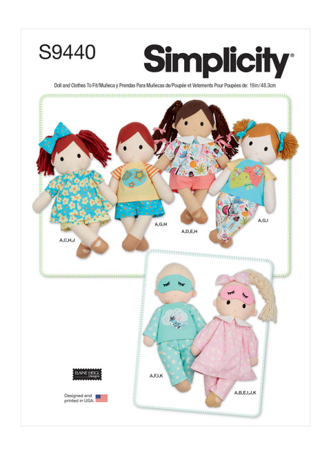 Simplicity Sewing Pattern Plush Dolls with Clothes - S9440 - One Size (K)