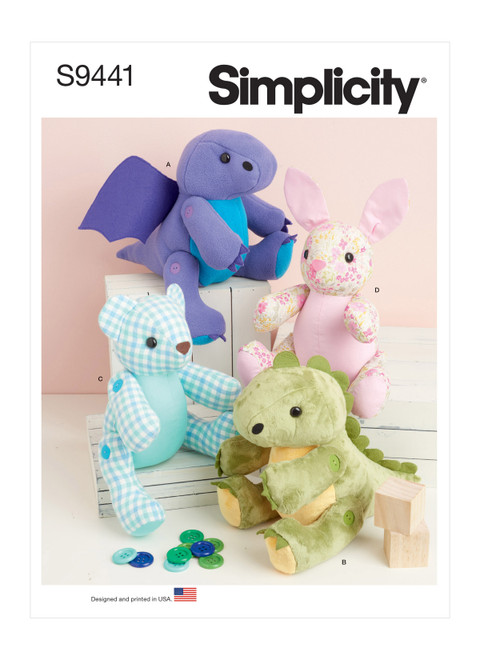 Simplicity Sewing Pattern 13" Plushies - S9441 - Size - One Size (K)