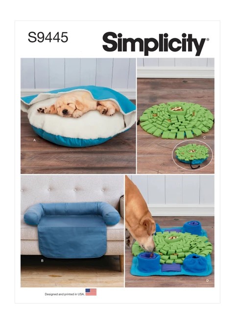 Simplicity Sewing Pattern Pet Bed in Two Sizes, Chair Cover and Play Mats - S9445 - Size - One Size (K)