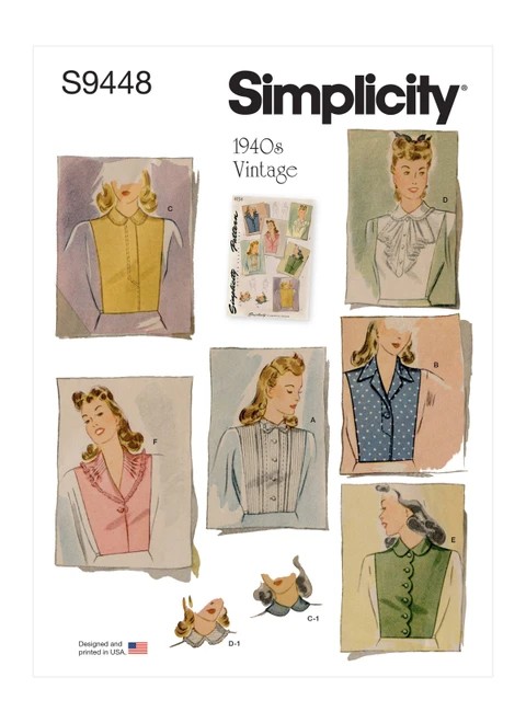 Simplicity Sewing Pattern 1940s Misses' Dickey Set - S9448 - Size - S-M-L (A,L,N)