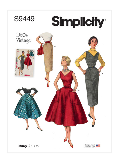 Simplicity Sewing Pattern 1960s Misses' Dress, Jumper and Skirts - S9449 - 6-14 or 16-24 (A,L,N)