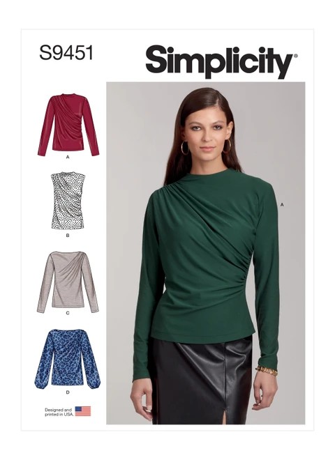 Simplicity Sewing Pattern Misses' Knit Tops - S9451 - 6-14 or 14-22 (A,L,N)