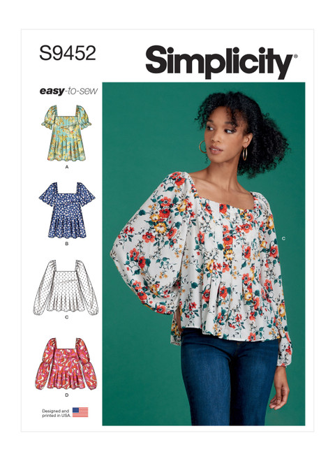 Simplicity Sewing Pattern Misses' Tops - S9452 - 6-14 or 16-24 (A,L,N)