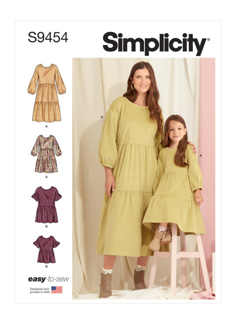 Simplicity Sewing Pattern Children's & Misses' Dress and Top - S9454 - Size - 3-8 /  XS-XL (U)