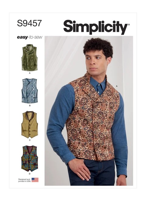 Simplicity Sewing Pattern Men's Vests - S9457 - 34-42 or 44-52 (A,L,N)