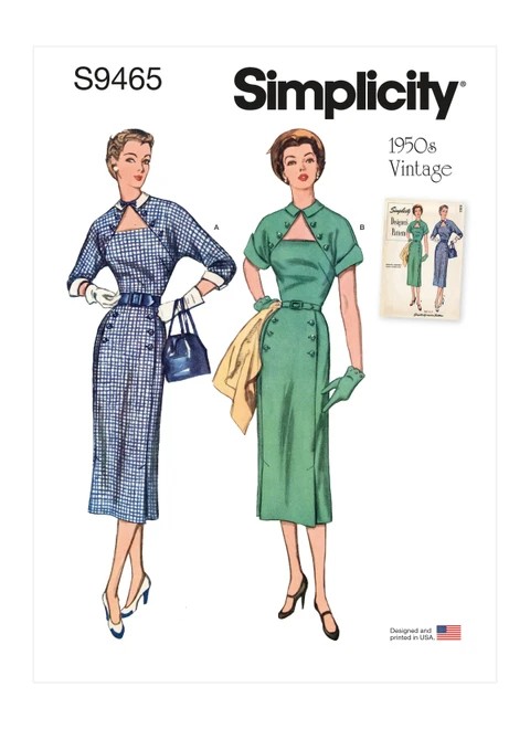 Simplicity Sewing Pattern 1950s Misses' Dress - S9465 - 6-14 or 16-24 (A,L,N)