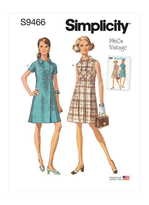 Simplicity Sewing Pattern 1960s Misses' Dress - S9466 - 6-14 or 16-24 (A,L,N)