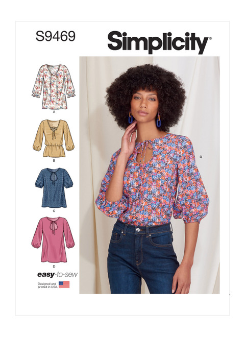 Simplicity Sewing Pattern Misses' Tops - S9469 - 6-14 or 16-24 (A,L,N)