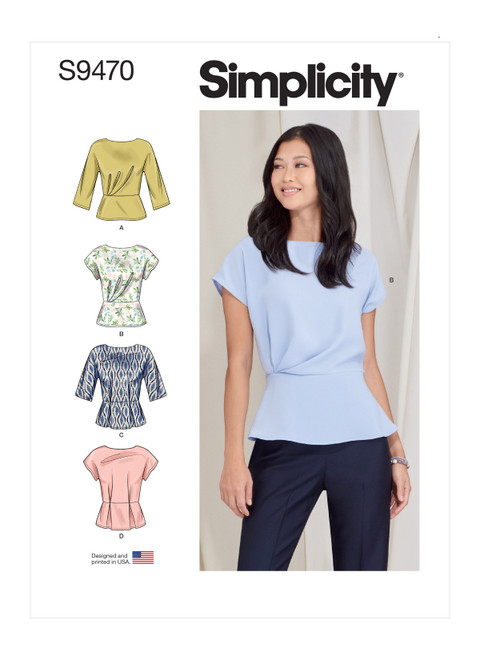 Simplicity Sewing Pattern Misses' Tops - S9470 - 6-14 or 14-22 (A,L,N)