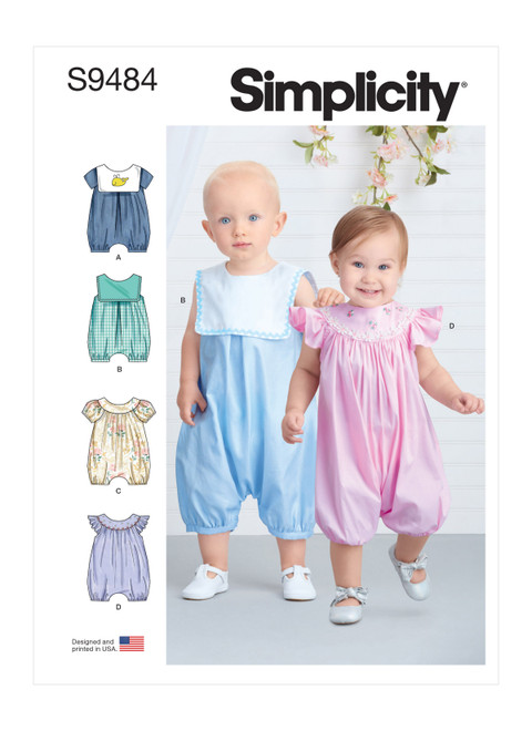 Simplicity Sewing Pattern Babies' Rompers - S9484 - Size - XXS-L (U)