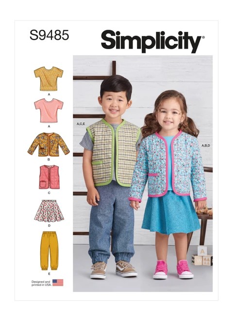 Simplicity Sewing Pattern Toddlers' Knit Top, Jacket, Vest, Skirt and Pants - S9485 - Size - 1/2-4 (U)