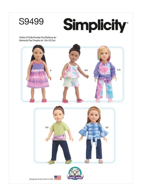 Simplicity Sewing Pattern 18" Doll Clothes - S9499 - One Size (A,L,N)
