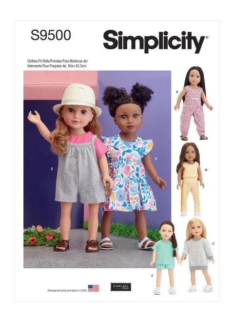 Simplicity Sewing Pattern 18" Doll Clothes - S9500 - One Size (A,L,N)