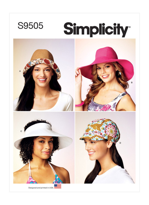 Simplicity Sewing Pattern Hats in Four Styles - S9505 - Size - S-M-L (K)