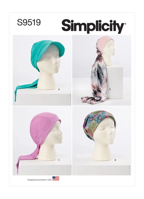 Simplicity Sewing Pattern Head Wraps and Hats - S9519 - Size - XS-L (K)
