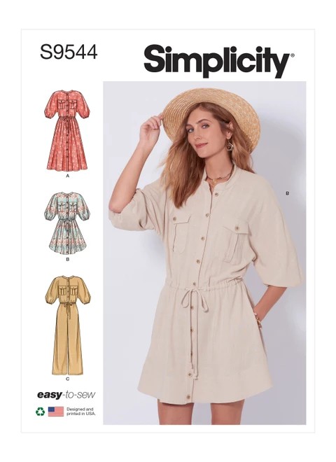Simplicity Sewing Pattern Misses' Dresses and Jumpsuit - S9544 - 6-14 or 16-24 (U)