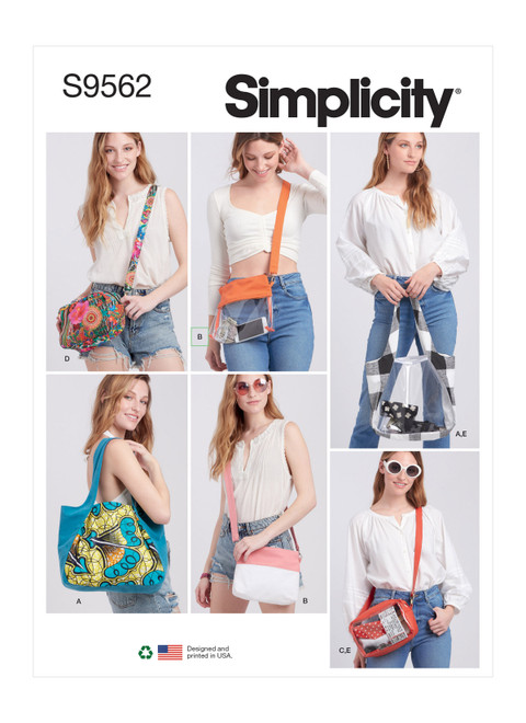 Simplicity Sewing Pattern Tote, Bags and Pouch - S9562 - Size - One Size (K)