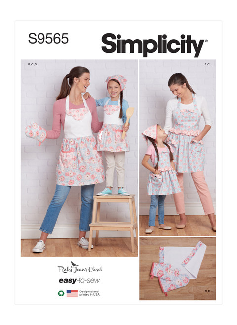 Simplicity Sewing Pattern Children's and Misses' Aprons and Accessories - S9565 - S-L/S-L (A,L,N)