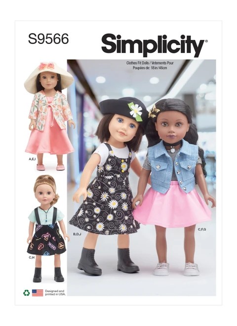 Simplicity Sewing Pattern 18" Doll Clothes - S9566 - Size - One Size (K)