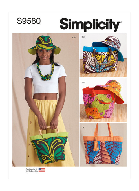 Simplicity Sewing Pattern Bags, Hat and Necklace - S9580 - Size - All Sizes (K)