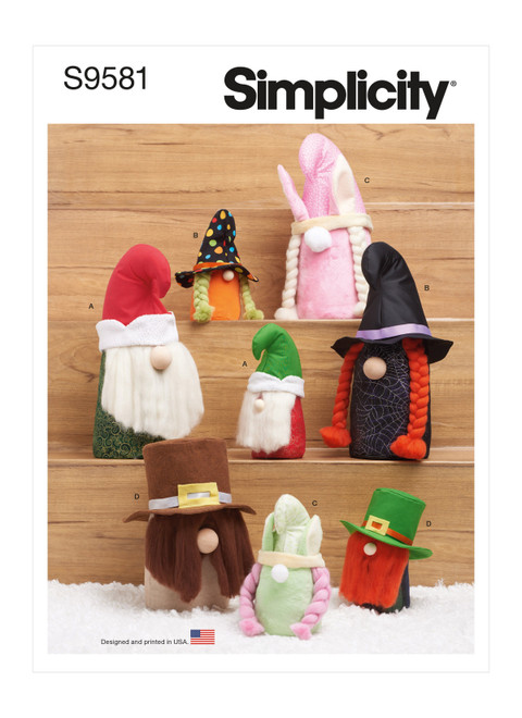 Simplicity Sewing Pattern Plush Gnomes in Two Sizes - S9581 - Size - One Size (K)