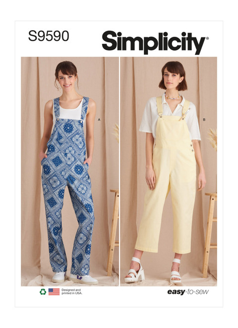 Simplicity Sewing Pattern Misses' Overalls - S9590 - Size - XS-XL (U)