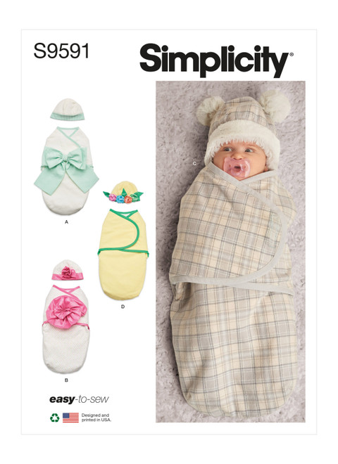 Simplicity Sewing Pattern Babies' Buntings and Hats - S9591 - Size - XXS-M (U)
